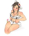  bikini black_hair blush breasts brown_eyes cleavage final_fantasy final_fantasy_vii final_fantasy_vii_rebirth final_fantasy_vii_remake flower frilled_bikini frills hair_flower hair_ornament large_breasts looking_at_viewer official_alternate_costume official_alternate_hairstyle phelippetom pinup_(style) smile swimsuit thighs tifa_lockhart 