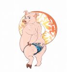 2024 anthro artist_name barefoot basil_(urbansaint) biped bulge butt button_ears clothed clothing cloven_hooves curled_tail digital_drawing_(artwork) digital_media_(artwork) domestic_pig ershd feet fingers floppy_ears freckles full-length_portrait hand_on_hip hi_res holding_pool_toy hooved_fingers hooves looking_at_viewer looking_back looking_back_at_viewer male mammal monotone_body on_one_leg open_mouth open_smile overweight pink_body pool_toy portrait rear_view short_tail simple_background smile smiling_at_viewer solo speedo standing suid suina sus_(pig) swim_ring swimwear tail three-quarter_view topless white_background