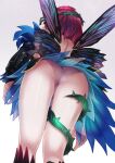  1girl absurdres akuru_(akr369akr) ass bare_back bare_shoulders breasts butterfly_wings commission dress fairy fairy_wings fire_emblem fire_emblem_heroes flower from_behind from_below gradient_clothes hair_flower hair_ornament hair_vines highres insect_wings panties pantyshot pink_panties plant purple_hair second-party_source skeb_commission solo thighs thorns triandra_(fire_emblem) underwear vines wings 