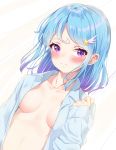  aikatsu! aikatsu_stars! dress_shirt k_mugura minato_mio no_bra open_shirt 