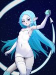 6_breasts absurd_res anthro argemia blue_eyes blue_hair breasts catfish clothing female fish hair hi_res legwear marine multi_breast planet shomo solo space stockings tail vibrissae voices_of_the_void