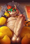 anthro armband balls barazoku big_balls big_penis bowser bracelet breasts collar detailed_background erection eyebrows foreskin genitals glistening glistening_balls glistening_breasts glistening_genitalia hair horn huge_balls huge_penis jewelry koopa looking_at_viewer lorenzobrezo low-angle_view male mario_bros multicolored_body nintendo nude overweight overweight_anthro penis red_hair reptile scalie shell smile solo spiked_armband spiked_bracelet spiked_collar spikes spikes_(anatomy) tan_body thick_eyebrows thick_penis thick_thighs turtle vein veiny_penis yellow_body