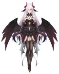  absurdres black_dress black_thighhighs black_wings breasts closed_mouth dress full_body garter_straps hair_over_one_eye highres kamisaki_rina large_breasts long_hair official_art pubic_tattoo purple_eyes stardust_project tattoo thighhighs virtual_youtuber white_hair wings 