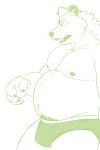 2024 2:3 absurd_res anthro belly big_belly bulge clothing gulonine hi_res kemono male mammal marten moobs mustelid musteline nipples nookdae overweight overweight_male pine_marten simple_background solo underwear