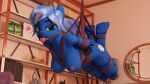 3d_(artwork) absurd_res amber_eyes anthro areola ball_gag bdsm blue_body blue_fur blue_hair bondage bound breasts cutie_mark dark_straw digital_media_(artwork) earth_pony equid equine fenale fur gag hair hasbro hi_res hooves horse hybrid looking_at_viewer mammal mirror multicolored_hair my_little_pony nipples pony restraints riizatensely rope rope_bondage rope_harness stripes suspension two_tone_hair white_hair zebra zony