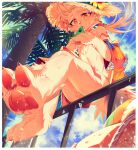 absurd_res aloha_shirt anthro ball beach_ball blue_sky blush bodily_fluids border canid canine casual_exposure cheek_tuft chest_tuft clothed clothing cloud crotch_tuft dangling_legs day detailed_background eating facial_tuft feet fingers_between_toes floral_print flowing_hair food foot_focus fox fur hair hat headgear headwear hi_res holding_food holding_object holding_popsicle inflatable legs_together looking_at_foot looking_at_self looking_down low-angle_view male male_anthro mammal mostly_nude off_shoulder on_railing open_clothing open_shirt open_topwear outside palm_tree particles pattern_clothing pattern_shirt pattern_topwear pawpads pawprint_print pink_pawpads plant ponytail popsicle railing shirt sia_(chambanfurry) sitting sky solo straw_hat sun_hat sunny sweat sweaty_feet tan_body tan_fur topwear tree tuft unknown_artist white_border wind worm&#039;s-eye_view yellow_eyes