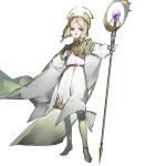  1girl aged_down aqua_eyes blonde_hair boots brand_of_the_exalt cape drill_hair drill_sidelocks emmeryn_(child)_(fire_emblem) emmeryn_(fire_emblem) facial_mark fire_emblem fire_emblem_awakening fire_emblem_heroes forehead_mark furrowed_brow green_cape green_footwear highres holding holding_staff knee_boots medium_hair multicolored_cape multicolored_clothes non-web_source open_mouth robe sidelocks solo staff tagme tiara white_cape white_robe 