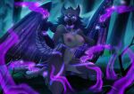 anthro avian disembodied_hand female ghost_hands gryphon hi_res invalid_tag magic magic_user mythological_avian mythological_creature mythology night nipples nude omesore solo tentacles wings