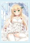  cleavage dress pantsu panty_pull skirt_lift stockings thighhighs tomoo wardrobe_malfunction wedding_dress 