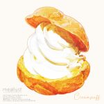  absurdres bread cream cream_puff food food_focus haruna_macpro highres no_humans original pastry simple_background white_background 