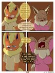 3:4 absurd_res angry anthro big_breasts bodily_fluids breasts brown_body brown_eyes brown_fur canid canine clothing digital_drawing_(artwork) digital_media_(artwork) eevee eeveelution elizabeth_venizee english_text fangs female flamberry_(artist) flareon franklin_flare fur generation_1_pokemon hair hi_res male male/female mammal nintendo open_mouth orange_body pokemon pokemon_(species) screaming simple_background sweat tail teeth text tongue