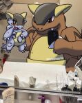  ambiguous_gender bathroom brown_body brown_scales claws draw_over duo electronics female feral generation_1_pokemon generation_6_pokemon holding_object holding_phone horn inside kangaskhan looking_at_viewer mega_evolution mega_kangaskhan meme mirror mother_(lore) mother_and_child_(lore) nintendo parent_(lore) parent_and_child_(lore) phone photo pokemon pokemon_(species) pouch_(anatomy) reflection scales selfie sharp_teeth sink spcrashworks tan_body tan_scales teeth tongue tongue_out 