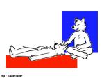  ambiguous_gender anthro bruno_borker canid canine canis crossed_legs domestic_dog duo guide_lines hi_res lying mammal meditation paws petting simple_background sitting sleeping solo_focus 