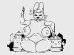  2024 animal_crossing anthro areola belly big_areola big_breasts biped black_and_white breasts coco_(animal_crossing) curvy_figure empty_eyes female freckled_breasts freckled_ears freckled_hips freckled_legs freckled_shoulders freckled_thighs freckles gyroid happy huge_breasts huge_hips kneeling lagomorph laugh leporid mammal monochrome natural_breasts navel nintendo nipples nsfwoaf nude open_mouth open_smile rabbit seiza simple_background sitting sketch slightly_chubby slightly_chubby_anthro slightly_chubby_female smile solo thick_thighs white_background wide_hips 