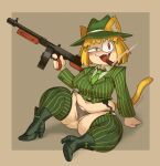  :3 animal_humanoid camel_toe cat_humanoid cigar clothing felid felid_humanoid feline feline_humanoid female footwear garter_straps genitals gun hi_res high_heels holding_gun holding_object holding_ranged_weapon holding_weapon humanoid kryadrawgin legwear mammal mammal_humanoid neco-arc open_mouth open_smile panties pinstripes pussy ranged_weapon sitting smile snaggle_tooth solo spread_legs spreading thigh_highs tsukihime type-moon underwear weapon 