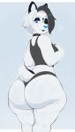  absurd_res anthro biped breasts butt clothing eyelashes female fur hi_res looking_at_viewer looking_back mammal one_eye_closed panties pupils smile solo thick_thighs underwear usnarbit wink 