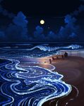  beach cloud full_moon horizon jubilee_(8pxl) moon night night_sky no_humans ocean original outdoors pixel_art scenery sky water waves 