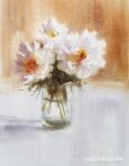  cup drinking_glass flower flower_focus glass nara_watercolor object_focus original painting_(medium) plant potted_plant shadow traditional_media water watercolor_(medium) white_flower 