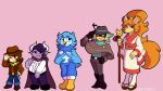  ambiguous_gender anthro ceroba_ketsukane clover_(undertale_yellow) dalv_(undertale_yellow) female group hi_res human humanoid lineup male mammal martlet_(undertale_yellow) monotone_background pink_background simple_background starlo_(undertale_yellow) toony undertale_yellow v01dst3lar 
