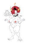  2024 2_horns 5_fingers 5_toes absurd_res areola barbell_piercing big_areola big_breasts blush breasts crown curvy_figure dialogue digital_drawing_(artwork) digital_media_(artwork) disney english_text eyelashes feet female fingers genitals gesture hair hair_over_eye headgear hekapoo hi_res horn horned_humanoid humanoid humanoid_pointy_ears mhdrawin nipples not_furry nude one_eye_obstructed open_mouth open_smile piercing pussy red_hair shrug simple_background smile solo star_vs._the_forces_of_evil text thick_thighs tiara toes voluptuous white_background white_body white_skin wide_hips yellow_eyes yellow_sclera 