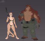  abs anthro athletic athletic_female bear big_breasts bikini blue_eyes breasts brown_bear cleavage clothed clothing cougar duo felid feline female green_eyes grizzly_bear gun gus_(grizzlygus) hi_res holster kodiak_bear male male/female mammal muscular muscular_male police ranged_weapon scar scars_all_over size_difference special_forces stoopix swat swimwear tactical_gear ursine valerie_(grizzlygus) weapon 