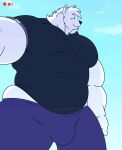  a0n_(a0nmaster) animated anthro bearwithabroom belly big_belly big_muscles big_pecs black_clothing black_shirt black_topwear blue_bottomwear blue_clothing blue_pants bottomwear bulge canid canine canis clothed clothing clothing_lift domestic_dog fur grin hammerspace hi_res lidded_eyes looking_at_viewer male mammal musclegut muscular muscular_anthro muscular_male narrowed_eyes navel nordic_sled_dog obese obese_anthro obese_male overweight overweight_anthro overweight_male pants pecs raised_clothing raised_shirt raised_topwear recording samoyed selfie sharp_teeth shirt shirt_lift smile smirk solo spitz teeth topwear white_body white_fur 