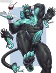  amon-sydonai anthro bodily_fluids canid canid_demon canine cerberus_(fortnite) demon epic_games fortnite genital_fluids hellhound hi_res leaking_precum living_tail male mammal muscular muscular_male mythological_canine mythological_creature mythology precum reptile scalie snake snake_tail solo tail tentacle_tongue tentacles tongue unusual_anatomy unusual_tail 