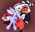  anatomically_correct anatomically_correct_genitalia angel animal_genitalia animal_penis anthro balls big_balls blushing_profusely bodily_fluids bovid bow_tie caprine caprine_demon caprine_penis cherub chimeracocks clothed clothing collin_(helluva_boss) defloration demon digitigrade duo genital_fluids genitals half-closed_eyes hand_on_back helluva_boss hi_res hooved_digitigrade hooved_hands hooved_toes hooves humanoid imp male male/male mammal moxxie_(helluva_boss) narrowed_eyes partially_clothed penis sheep shy shy_top size_difference small_wings sweating_profusely tail_wrapped_around trans_(lore) trans_man_(lore) vaginal_fluids wings 