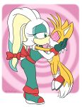  2024 2_tails abstract_background anthro archie_comics biped breasts canid canine carrotia_the_rabbit_(archie_sonic) cheek_tuft clothed clothing dipstick_tail duo facial_tuft female floppy_ears footwear fox gloves half-closed_eyes handwear head_tuft hi_res hypnosis interspecies kissing lagomorph larger_female leporid long_ears looking_at_another looking_at_partner male mammal markings miles_prower mind_control multi_tail narrowed_eyes rabbit scut_tail sega shadowwalk short_tail side_view size_difference smaller_male sonic_the_hedgehog_(series) spiral_background spiral_eyes tail tail_markings tuft white_body white_clothing white_gloves white_handwear white_markings yellow_body 