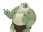  1boy bara beard big_belly body_fur bog_(sharpysketch) colored_skin cowboy_shot facial_hair fat fat_man full_beard green_skin hairy highres huynh_minh_duy loincloth male_focus mature_male monster_boy navel nipples old old_man orc original pointy_ears second-party_source solo standing stomach thick_beard thick_eyebrows thick_navel_hair topless_male tusks 
