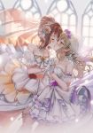  bang_dream! bangs blonde_hair bow breasts bridal_veil brown_hair closed_eyes dress ear_piercing ears gloves hair_bow highres holding_hands ichigaya_arisa jewelry kiss layered_dress light_brown_eyes long_hair looking_at_another medium_hair munape necklace piercing ribbon rose_hair_ornament sidelocks strapless strapless_dress tagme toyama_kasumi twintails veil wedding wedding_dress white_gloves yuri 