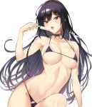  bikini bra breasts food hair_between_eyes hair_ribbon haitekudasai_takamine-san hiiragi_yuuichi ice_cream large_breasts long_hair looking_at_viewer lying open_mouth panties red_eyes ribbon simple_background swimsuit takamine_takane thighhighs thighs underwear very_long_hair white_background 