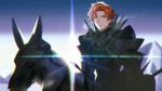  1boy armor fire_emblem fire_emblem:_three_houses horns horse horseback_riding moofn orange_eyes red_hair riding solo sylvain_jose_gautier upper_body 