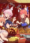  +++ 4girls ahoge animal_ear_fluff animal_ears apron bare_shoulders bell bell_collar blue_kimono blue_ribbon blush breasts cat_hair_ornament cat_paws center_opening chaldea_uniform china_dress chinese_clothes chopsticks cleavage closed_eyes collar collarbone detached_sleeves dress eyebrows_visible_through_hair fangs fate/extra fate/grand_order fate_(series) food food_stand fox_ears fox_girl fox_tail fujimaru_ritsuka_(female) glasses gloves grey-framed_eyewear grill hair_ornament hair_ribbon hair_scrunchie highres japanese_clothes jingle_bell kimono knife koyanskaya lantern large_breasts laughing maid_headdress multiple_girls naked_apron noodles noren nose_blush oden okamisty one_side_up open_mouth orange_eyes orange_hair paper_lantern paw_gloves paws pink_hair ramen red_ribbon ribbon scrunchie side_ponytail sideboob tail tamamo_(assassin)_(fate) tamamo_(fate)_(all) tamamo_cat_(fate) tamamo_no_mae_(fate) tasuki underboob white_apron yatai yellow_eyes yellow_scrunchie yuruto 
