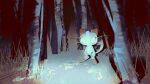  closed_mouth commentary fangs fangs_out matwvv meowth night no_humans outdoors pokemon pokemon_(creature) shadow solo standing tree 