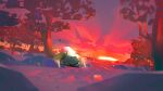  claws closed_eyes commentary ivysaur lying matwvv no_humans on_stomach outdoors pokemon pokemon_(creature) rock sky sleeping solo tree twilight 