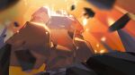 commentary from_below glowing glowing_eyes matwvv motion_blur no_humans pokemon pokemon_(creature) regirock rock solo standing yellow_eyes 