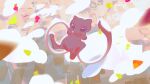  above_clouds cloud commentary day floating from_above full_body hands_up matwvv mew_(pokemon) no_humans outdoors pokemon pokemon_(creature) solo 
