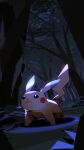  animal_focus closed_mouth commentary highres looking_up matwvv night no_humans outdoors pikachu pokemon pokemon_(creature) solo standing tree 