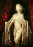  1other cracked curtains extra_arms faceless guru highres original red_curtains short_hair standing surreal veins walking white_skin wings 