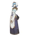  1girl bangs blonde_hair breasts closed_mouth detached_sleeves dress fire_emblem fire_emblem_echoes:_shadows_of_valentia fire_emblem_heroes full_body green_eyes habit highres lack lips long_dress long_sleeves medium_breasts official_art puffy_sleeves short_hair silque_(fire_emblem) solo standing transparent_background turtleneck white_dress 