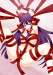  arms_up bad_id bad_pixiv_id bdsm bondage bound breasts hakurei_reimu hakurei_reimu_(pc-98) highres kinopiyopiyo long_hair medium_breasts naked_ribbon nipples nude pussy_juice red_eyes ribbon ribbon_bondage solo touhou touhou_(pc-98) 