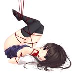  :&lt; arms_behind_back bdsm black_hair blush bondage bound breasts face feet itou_nanami long_hair lying nipples no_bra on_back open_clothes original panties pink_panties school_uniform skindentation skirt small_breasts solo thigh_gap thighhighs underwear 