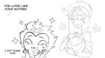 absurd_res anthro avian avian_demon bird black_text crown demon dialogue duo female formal_clothing formal_wear hair headgear helluva_boss hi_res long_hair male mother_(lore) mother_and_child_(lore) mother_and_son_(lore) offscreen_character owl owl_demon parent_(lore) parent_and_child_(lore) parent_and_son_(lore) queen_octavia_(teathekook) short_hair simple_background smile son_(lore) standing stolas_(helluva_boss) teathekook text white_background