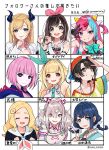  6+girls a.i._channel absurdres apron aqua_eyes arm_up armpits bandaged_arm bandages bangs bare_shoulders black_hair black_ribbon black_serafuku black_shirt black_skirt blonde_hair blue_bow blue_eyes blue_hair blue_neckwear blue_ribbon blunt_bangs bow breasts brown_hair character_name cherry_blossoms cleavage clenched_teeth closed_eyes closed_mouth collarbone demon_girl demon_horns elbow_gloves flower ginga_alice ginga_alice_no_chikyuu_shinryaku_ch. gloves green_eyes hair_flower hair_ornament hair_over_one_eye hair_ribbon hand_on_own_head harohapi!_shinonome_megu-chan_no_oheya hat heart heart_hands highres hololive hood hood_down hoodie horn_ornament horns jacket kaf kizuna_ai labcoat large_breasts long_hair long_sleeves low_twin_braids marpril medium_hair midriff mole mole_under_eye multicolored_hair multiple_girls nail_polish necktie nijisanji nurse nurse_cap oozora_subaru open_clothes open_jacket open_mouth pink_hair pink_ribbon pink_shirt pinky_pop_hepburn purple_eyes red_eyes ribbon sailor_collar school_uniform serafuku shinonome_megu shirt short_hair sidelocks silver_hair skirt sleeveless sparkle striped striped_shirt sukoya_kana teeth the_moon_studio thick_eyebrows tongue tongue_out translated twintails twitter_username two-tone_hair two_side_up upper_body upper_teeth v virtual_kaf virtual_youtuber wrist_cuffs x_hair_ornament yata_touka yuu_(higashi_no_penguin) yuzuki_choco 