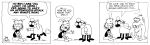 1975 20th_century 3_panel_comic absurd_res accent ancient_art antennae_(anatomy) anthro arachnid arthropod black_and_white clothing comic dialogue doctor dr._gougo german_accent gnat gnorm_gnat_(character) gnorm_gnat_(series) group head_mirror headgear headwear hi_res humor insect jim_davis jim_davis_(artist) male medical_instrument monochrome monster on_rock public_domain pun rock scientific_instrument sitting spider stereotype talking_to_another trio unknown_species