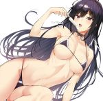  bikini bra breasts food hair_between_eyes hair_ribbon haitekudasai_takamine-san hiiragi_yuuichi ice_cream large_breasts long_hair looking_at_viewer lying open_mouth panties red_eyes ribbon simple_background swimsuit takamine_takane thighhighs thighs underwear very_long_hair white_background 