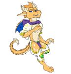 2_horns 3_toes 4_fingers anthro athletic athletic_anthro athletic_male biped blue_eyes blue_membrane bottomwear bulge claws closed_smile clothed clothed_anthro clothed_male clothing colored colored_line_art desz digital_drawing_(artwork) digital_media_(artwork) dipstick_tail dragon dragon_horn european_mythology feet finger_claws fingers flat_colors frill_(anatomy) front_view full-length_portrait glowing gold_trim graybeast grin half-closed_eyes head_crest head_frill hood horn hybrid kobold looking_at_viewer male manly markings membrane_(anatomy) membranous_wings mouth_closed multicolored_body multicolored_scales multicolored_tail mutlicolored_hands mythological_creature mythological_scalie mythology narrowed_eyes navel non-mammal_navel one_leg_up open_clothing open_shirt open_topwear orange_body orange_hands orange_scales orange_tail pants plantigrade portrait pupils purple_clothing purple_hood purple_thong purple_underwear raised_leg scales scalie sharp_teeth shirt simple_background slit_pupils smile solo standing tail tail_markings tail_spines tan_body tan_hands tan_inner_ear tan_scales tan_tail tan_tail_tip teeth text thong toe_claws toes topwear two_tone_body two_tone_hands two_tone_scales two_tone_tail underwear western_dragon white_background white_bottomwear white_clothing white_pants white_sclera white_shirt white_topwear winged_kobold wings