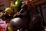 anubian_jackal anubis_reaper big_butt blizzard_entertainment butt canid canine canis duo ewr_115 female from_behind_position hi_res jackal larger_female machine male male/female mammal nude orisa_(overwatch) overwatch reaper_(overwatch) robot sex size_difference smaller_male