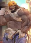 2025 abs anthro areola armor balls barazoku beard bedroom_eyes belt biceps big_balls big_bulge big_muscles big_penis blurred_background bodily_fluids bottomwear bulge clothed clothing construction_worker deltoids denim denim_bottomwear denim_clothing detailed_bulge erection erection_under_clothing estper eyebrows facial_hair fur genital_fluids genital_outline genitals gloves handwear hard_hat headgear helmet hi_res horgan_barderigg_(estper) huge_muscles humanoid_genitalia humanoid_penis jeans jockstrap kemono looking_at_viewer male mammal manly muscular muscular_anthro muscular_male mustache narrowed_eyes navel nipples open_mouth open_smile pants pecs penis penis_outline precum precum_through_clothing precum_through_jockstrap precum_through_underwear raised_clothing raised_shirt raised_tank_top raised_topwear seductive shirt smile solo standing suid suine sus_(pig) sweat tank_top teeth tenting thick_arms thick_penis topwear translucent translucent_clothing translucent_jockstrap translucent_underwear triceps tuft tusks underwear unzipped watermark wet wet_clothing wild_boar zipper